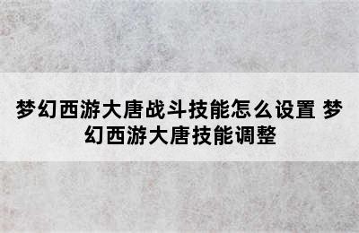 梦幻西游大唐战斗技能怎么设置 梦幻西游大唐技能调整